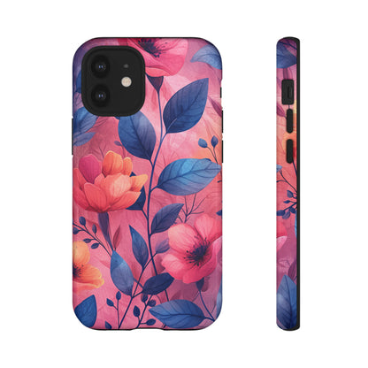 Herringbone Blossom Harmony - Protective Phone Case