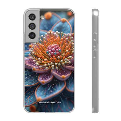 Blue-Orange Floral Swirl - Flexi Samsung S22 Phone Case