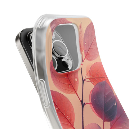 Pink Serenity Leaf Design - Flexi iPhone 16 Phone Case