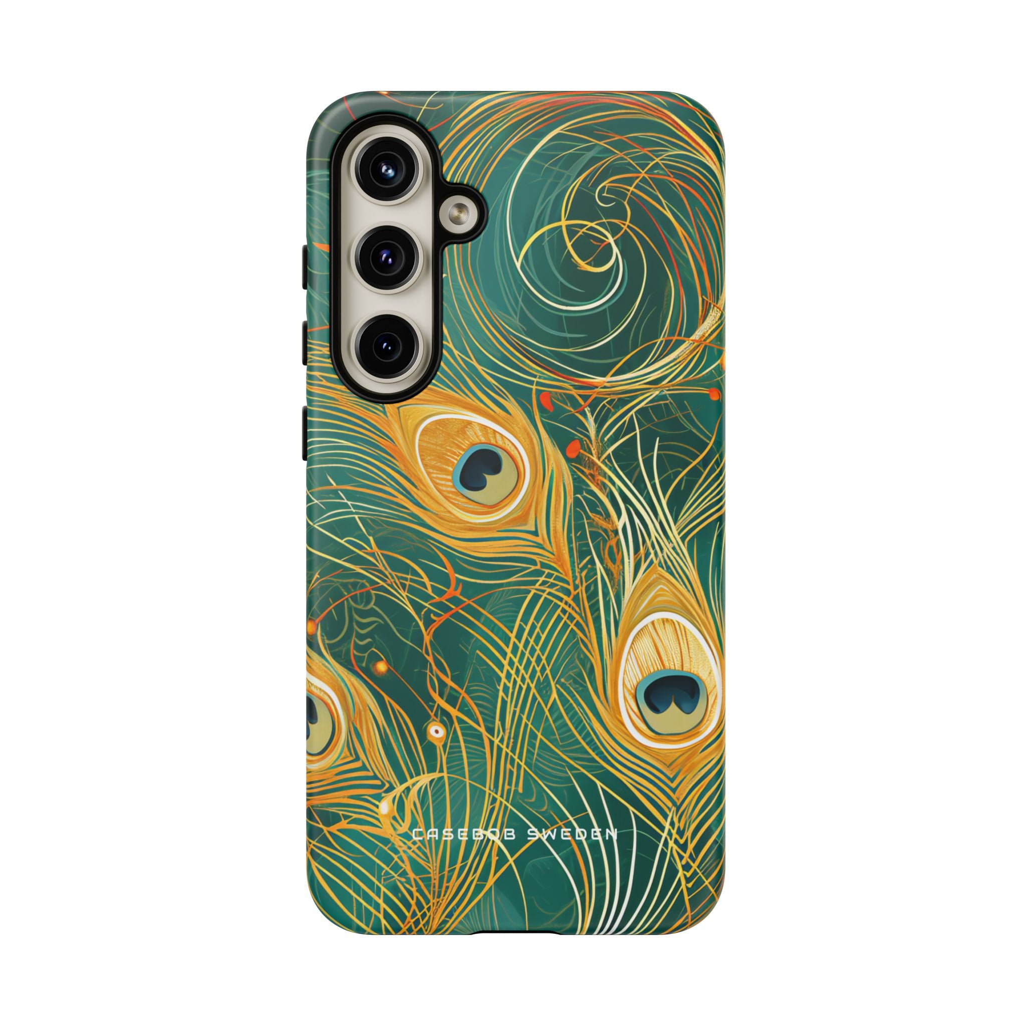 Peacock Elegance in Teal and Gold Samsung S24 - Tough Phone Case