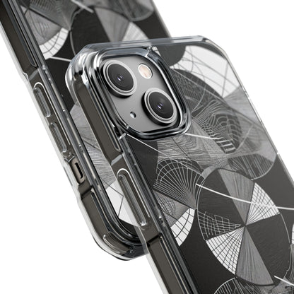 Monochrome Circle Maze iPhone 14 - Impact Clear+
