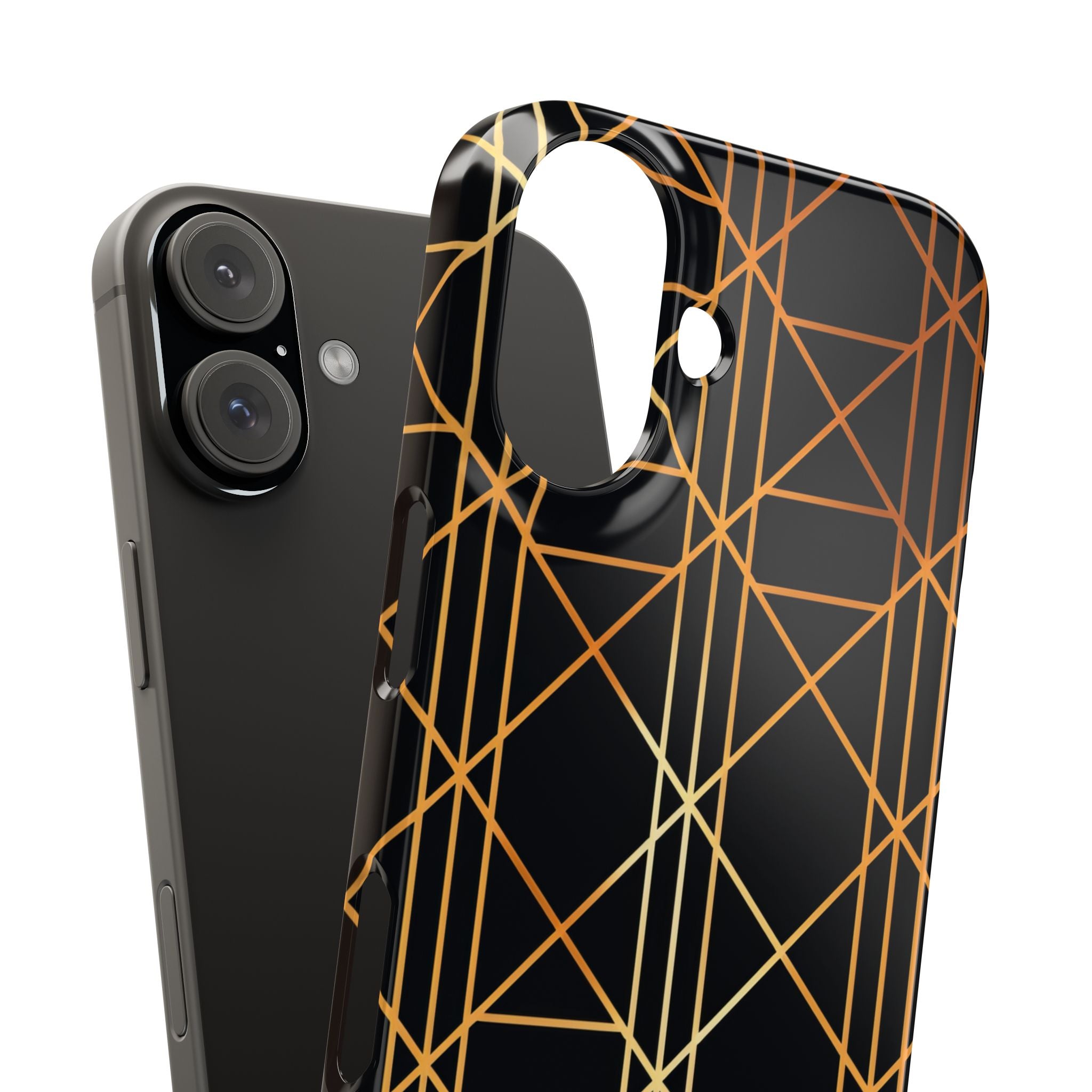 Golden Geometric Elegance iPhone 16 - Slim Phone Case