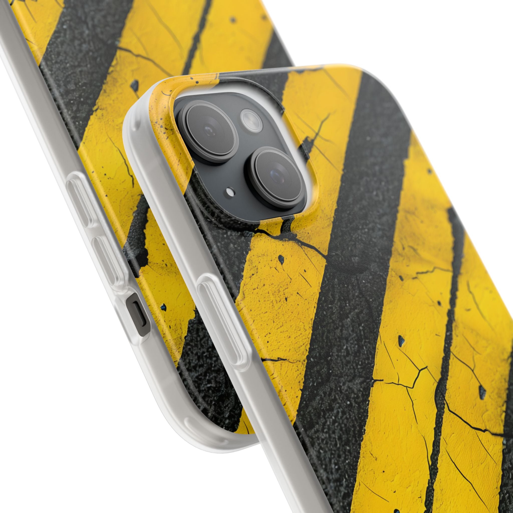 Yellow Stripe Distress iPhone 15 Plus Case - Soft