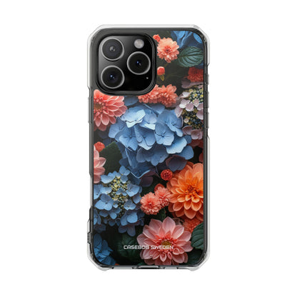 Blue Floral Bliss - Clear Impact iPhone 16 Phone Case