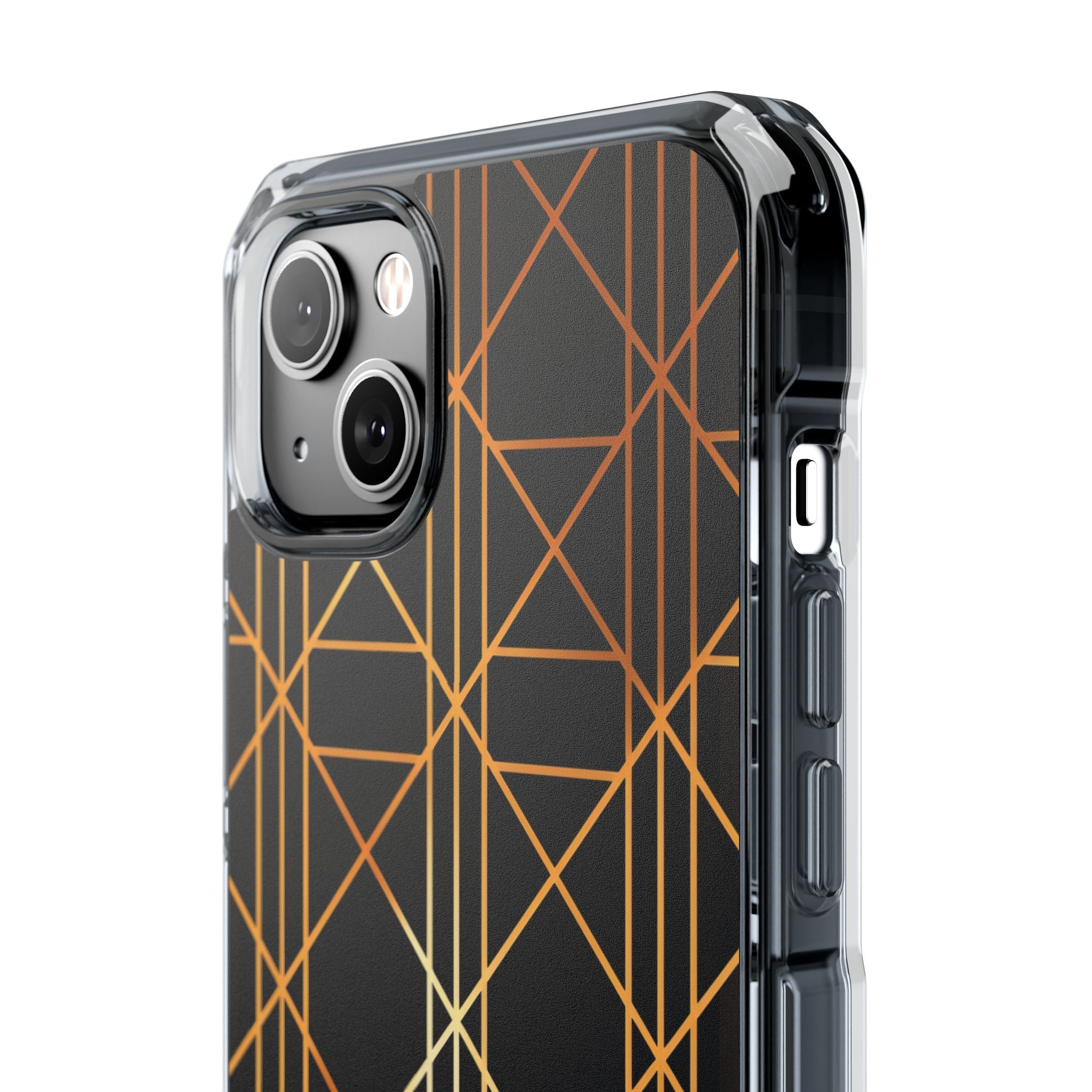 Golden Geometric Elegance iPhone 14 - Clear Impact Phone Case