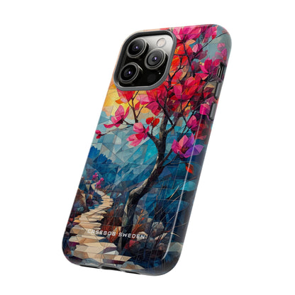 Vibrant Geometric Tree Landscape iPhone 14 - Tough Phone Case