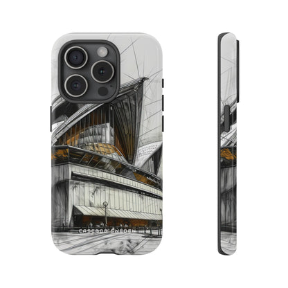 Architectural Curves in Line Formation iPhone 15 - Tough Phone Case