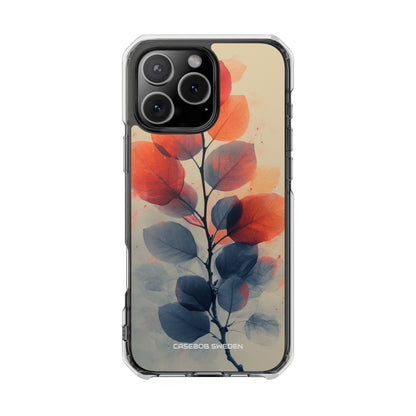 Orange Gray Leaves - Clear Impact iPhone 16 Phone Case