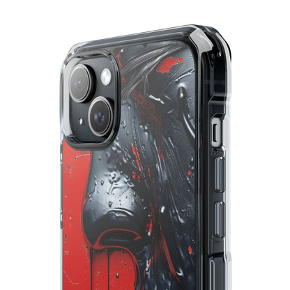 Textured Crimson Bloom iPhone 15 - Clear Impact Phone Case