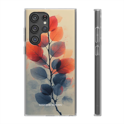 Orange Gray Leaves - Flexi Samsung S22 Phone Case