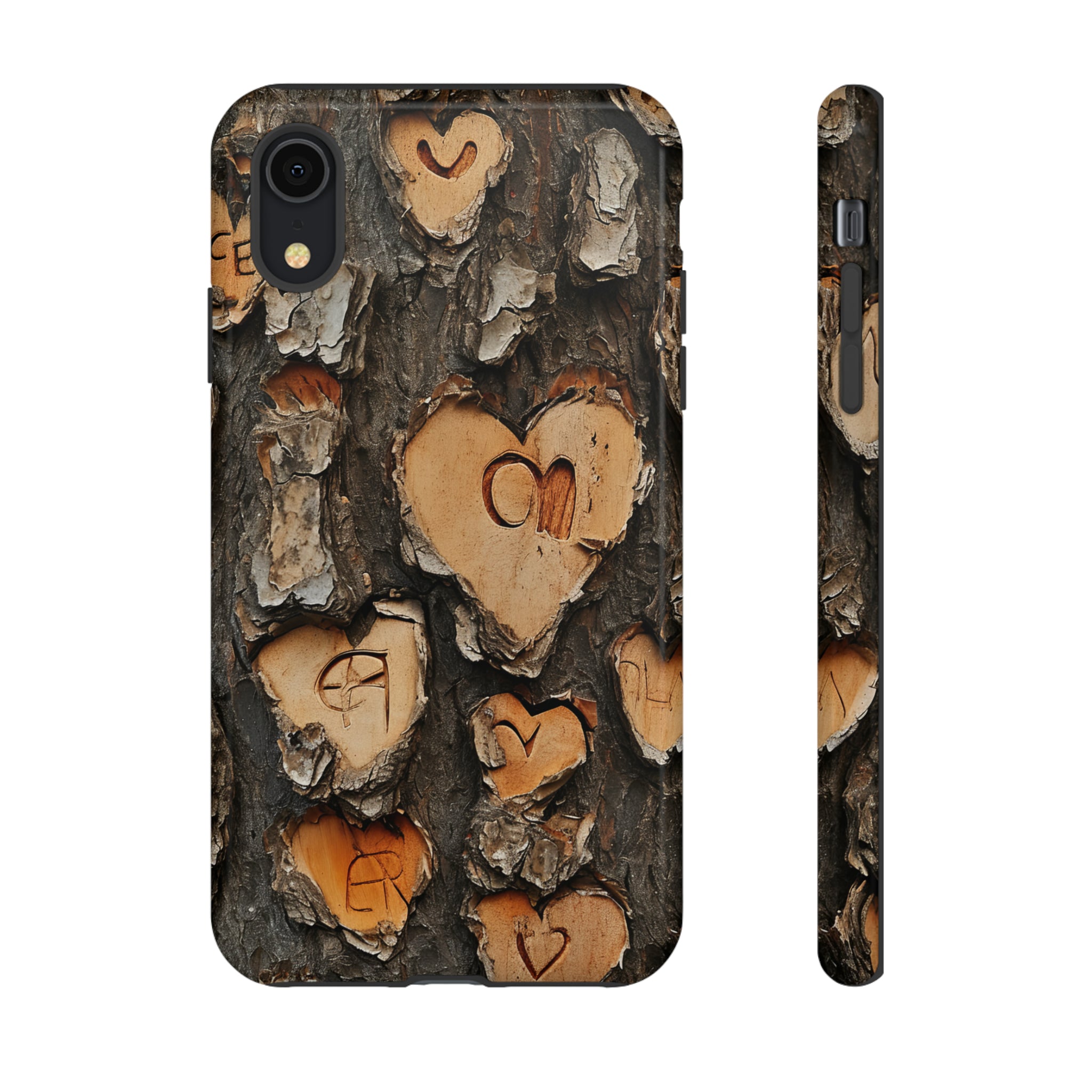 Carved Heart Trees & Initials - Protective Phone Case