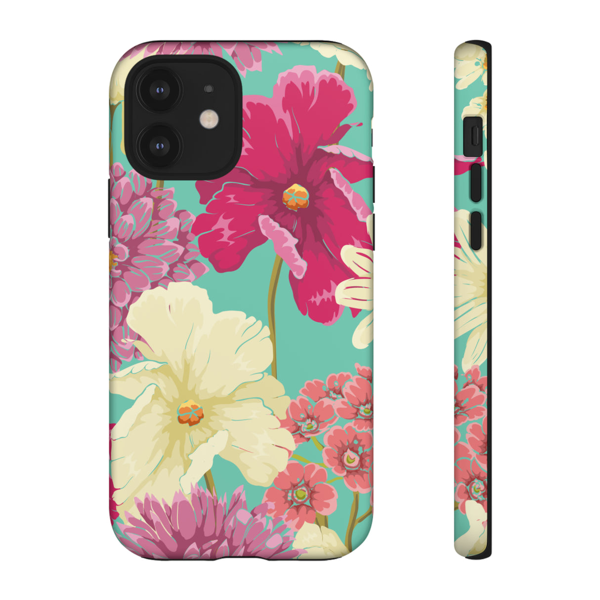 Colorful flowers in watercolor iPhone case (Protective) - Protective Phone Case