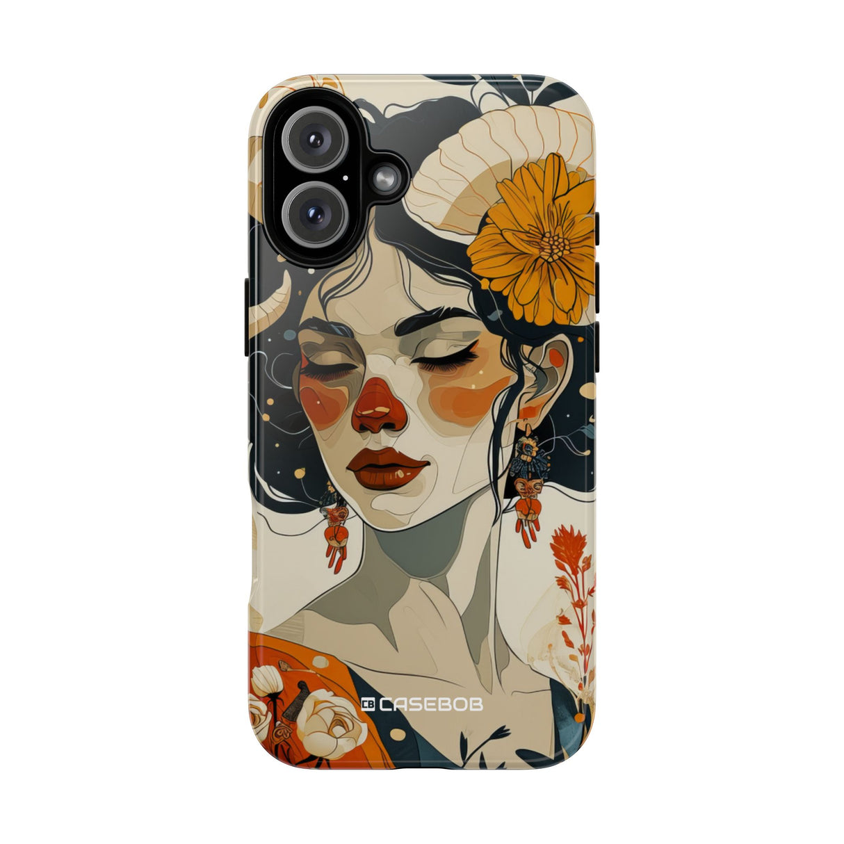 Mythical Serenity: Floral Ram Goddess - for iPhone 16