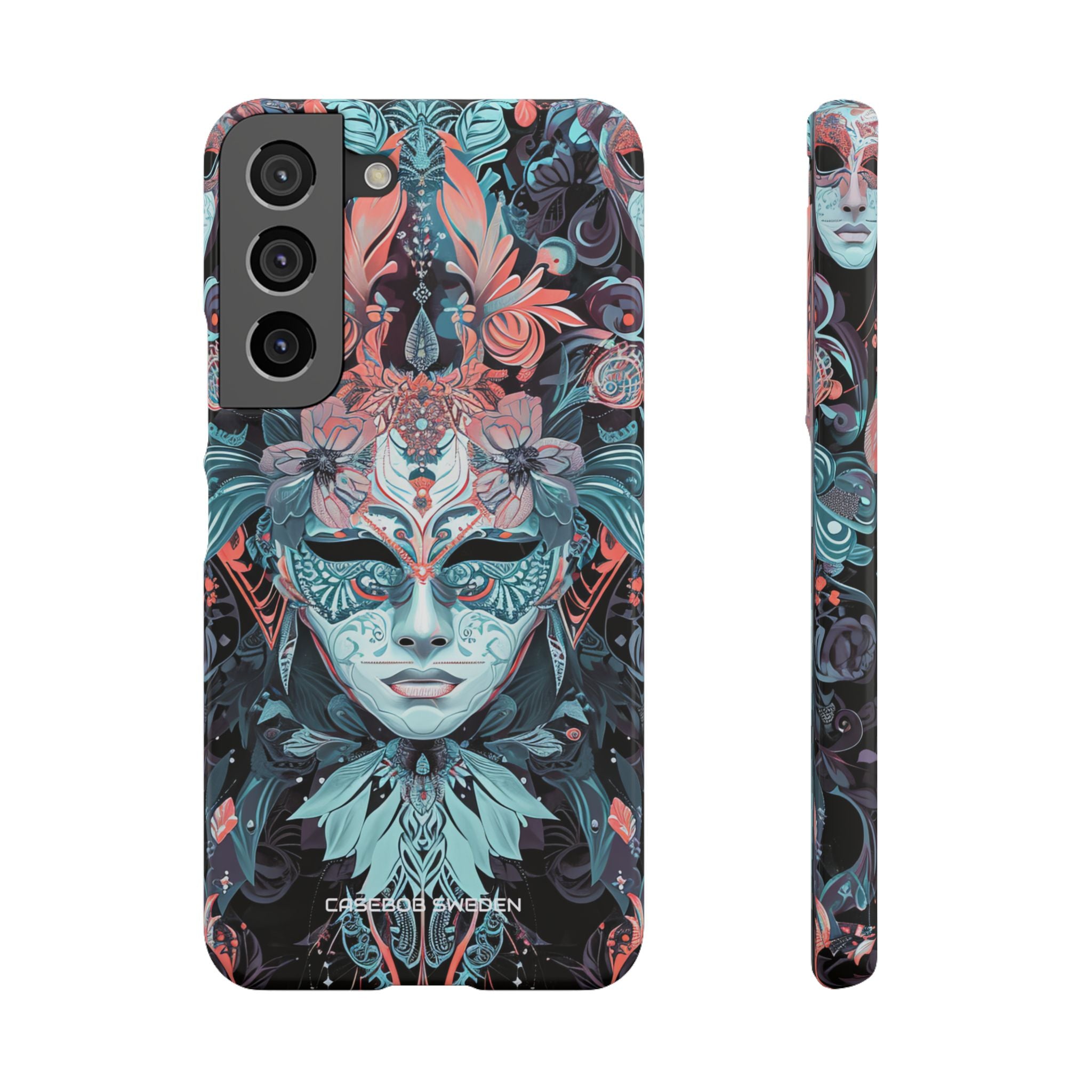 Mystic Teal Coral Mask - Slim Samsung S22 Phone Case