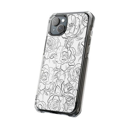 Intricate Rose Sketches iPhone Case - Impact