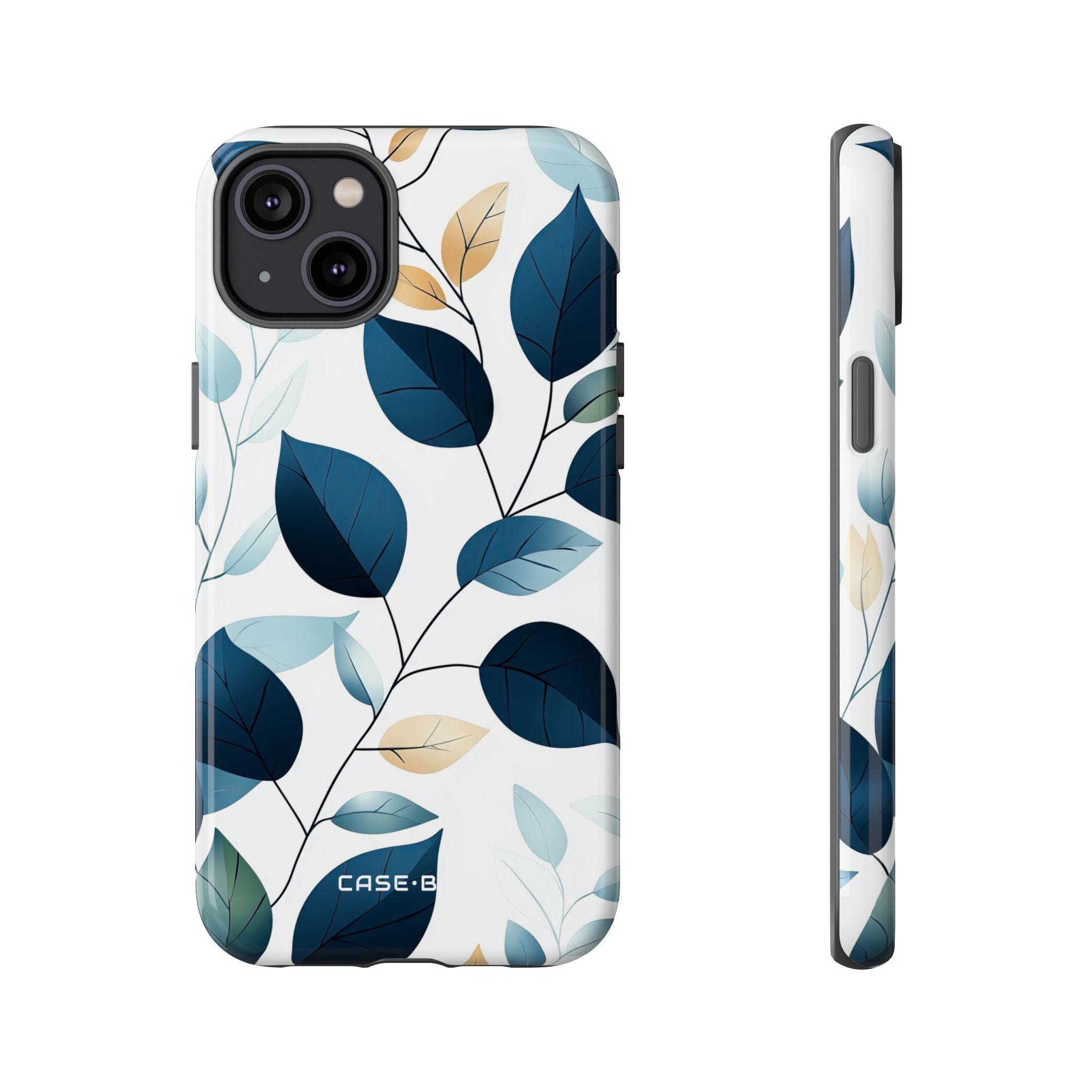 Navy Leaf Veins iPhone 14 Plus Case - Tough