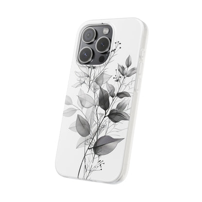 Veined Leaves Gray iPhone 15 Pro Case - Soft
