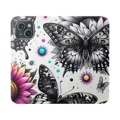 Monochrome Flutter - iPhone 15 Case - Wallet