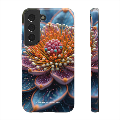 Blue-Orange Floral Swirl - Tough Samsung S22 Phone Case