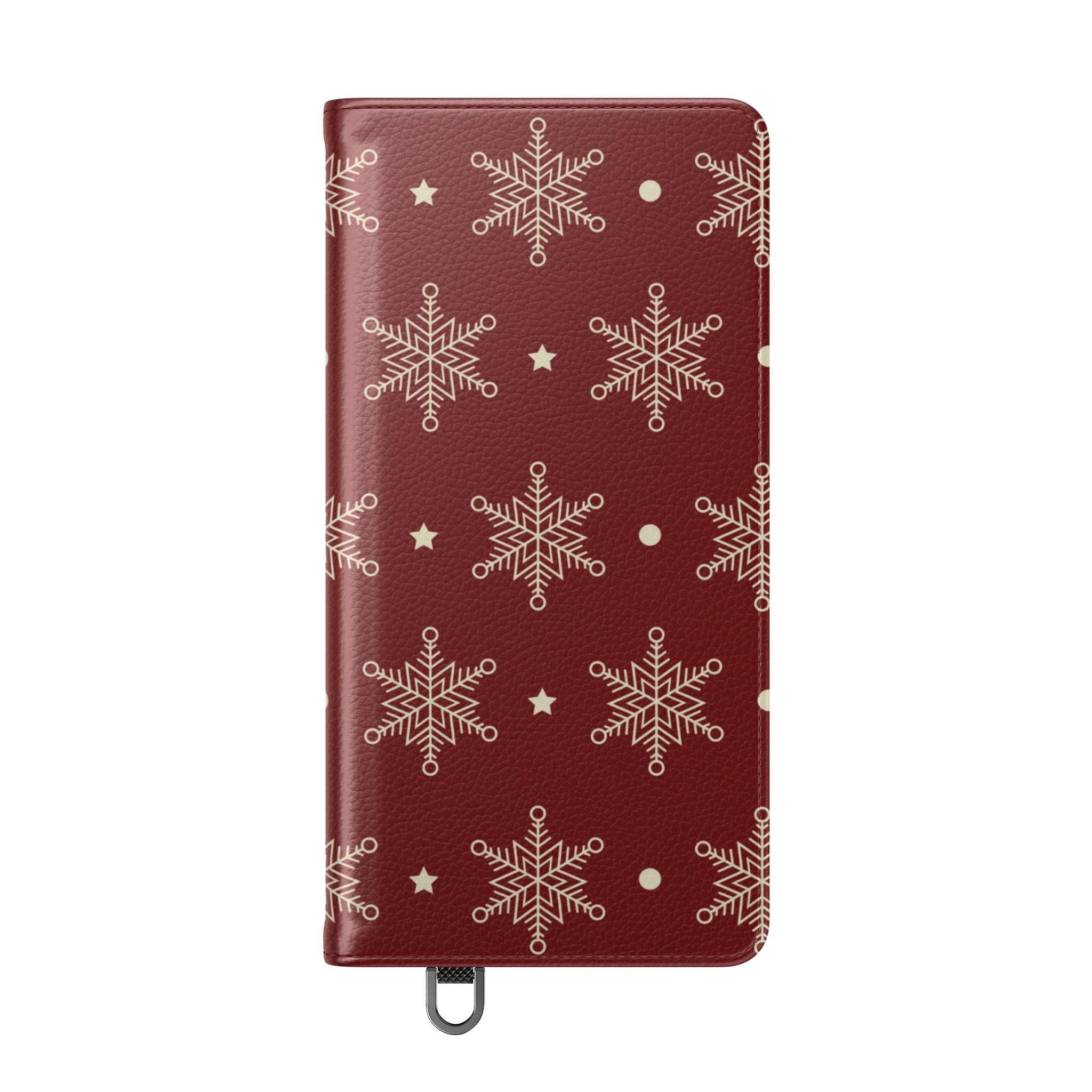 Cream Snowflakes Crimson - Samsung S25 Ultra Case - Wallet