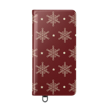 Cream Snowflakes Crimson - Samsung S25 Ultra Case - Wallet