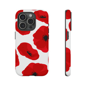 Red poppies on white iPhone case (Protective) - Protective Phone Case