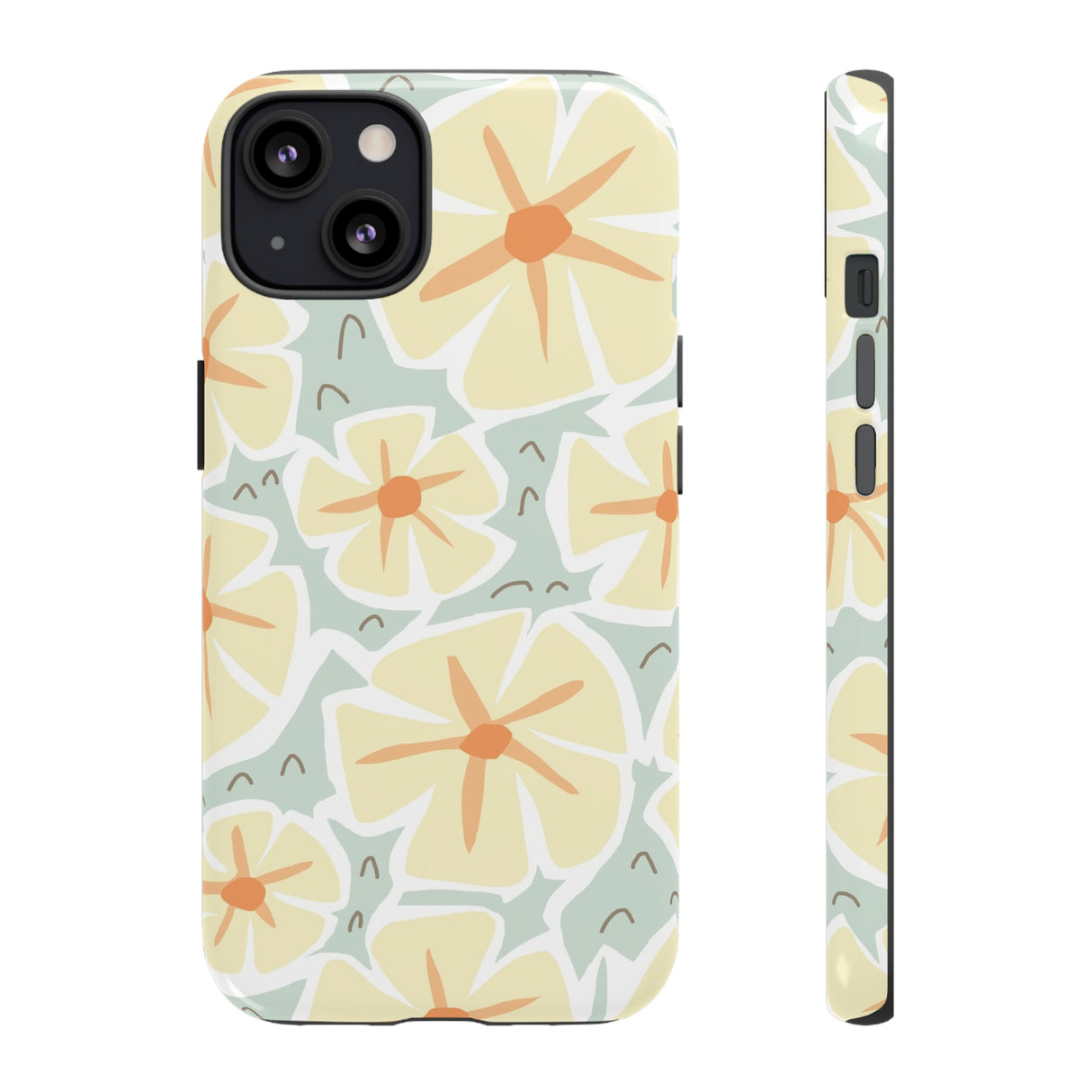 Pastel Yellow Happy Flower iPhone Case (Protective) iPhone 13 Glossy Phone Case