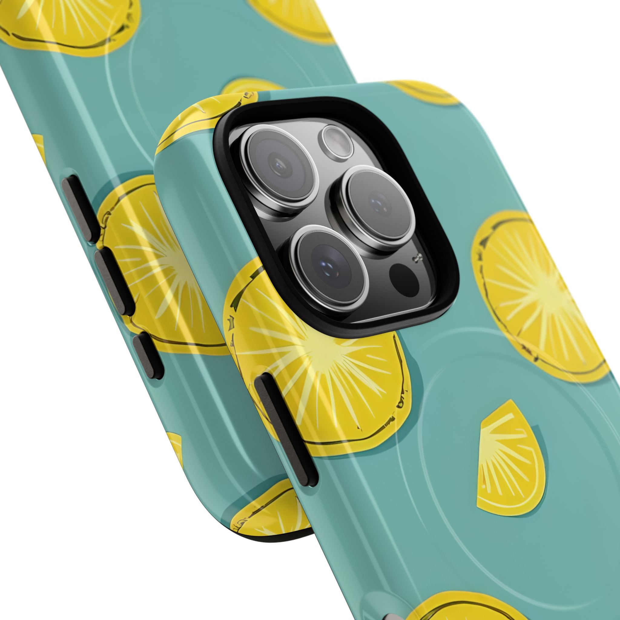 Bright Yellow Pineapple Slice on Teal iPhone 16 - Tough+