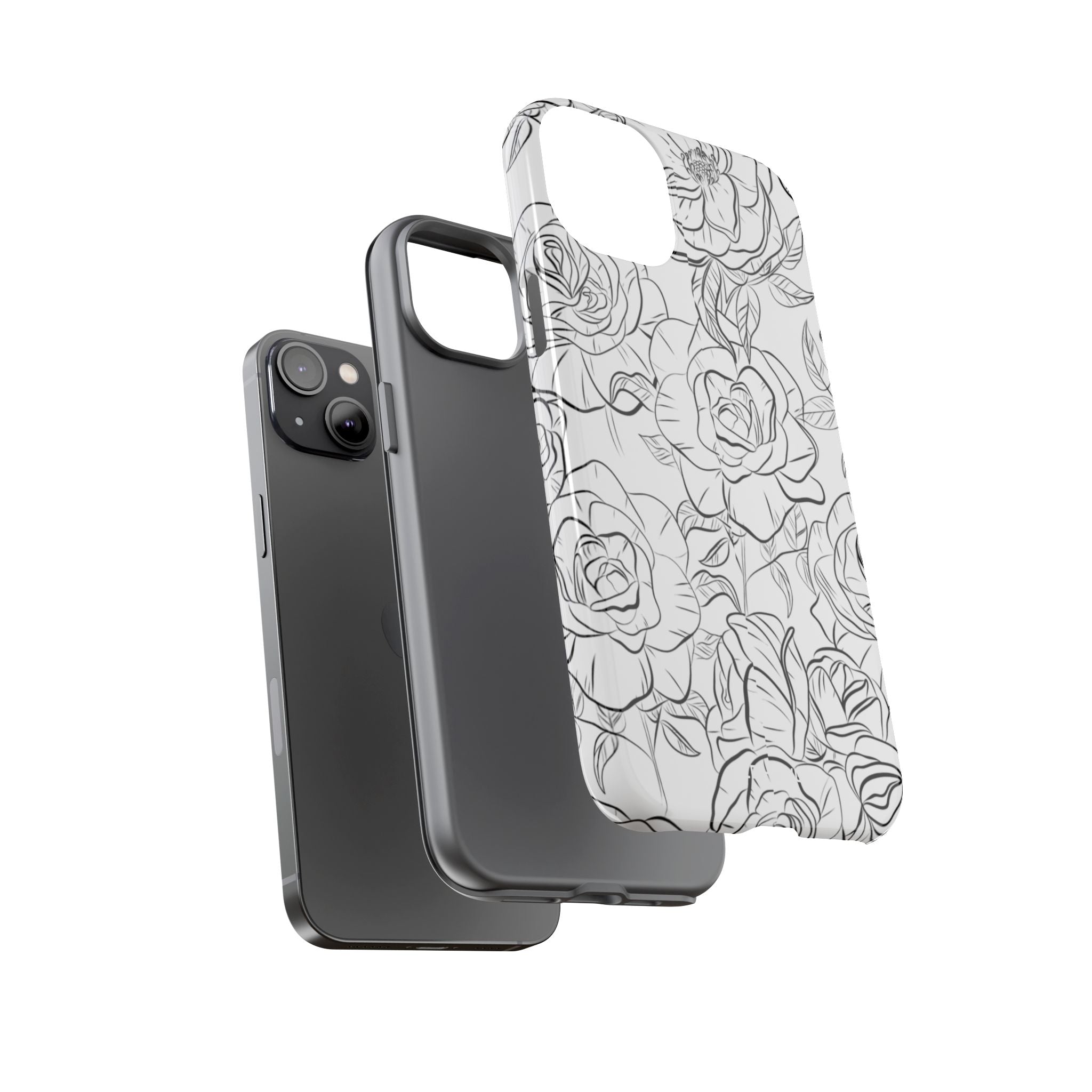 Intricate Rose Sketches - iPhone Case