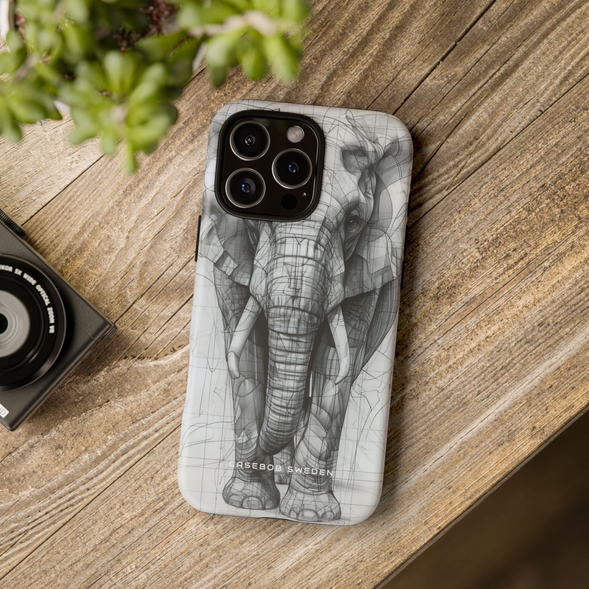 Elephant Line Geometry iPhone 16 - Tough Phone Case