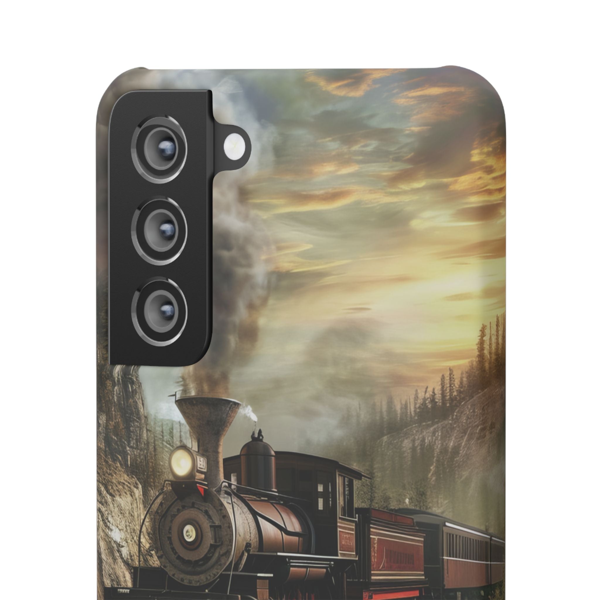 Vintage Steam Train Crossing Mountain Bridge Samsung S21 - Slim Phone Case