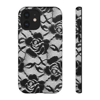 Black Rose Lace Gothic Flower - Protective Phone Case