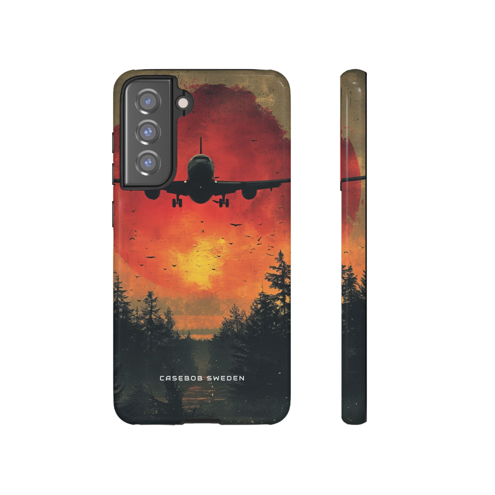 Vintage Sunset Airplane Silhouette  Samsung S21 - Tough Phone Case