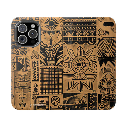Celestial Faces Brown - iPhone 16 Pro Case - Wallet