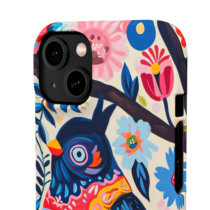 Whimsical Vintage Owl with Floral Charm iPhone 14 - Slim Phone Case