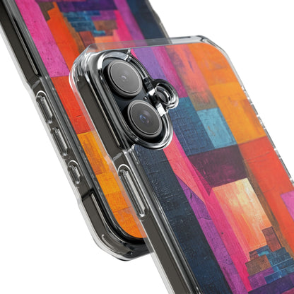 Pink Orange Geometry - Clear Impact iPhone 16 Phone Case