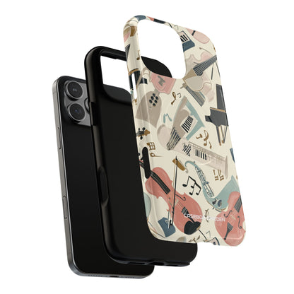 Beige Musical Instruments Pattern - Tough + MagSafe® iPhone 16 Phone Case