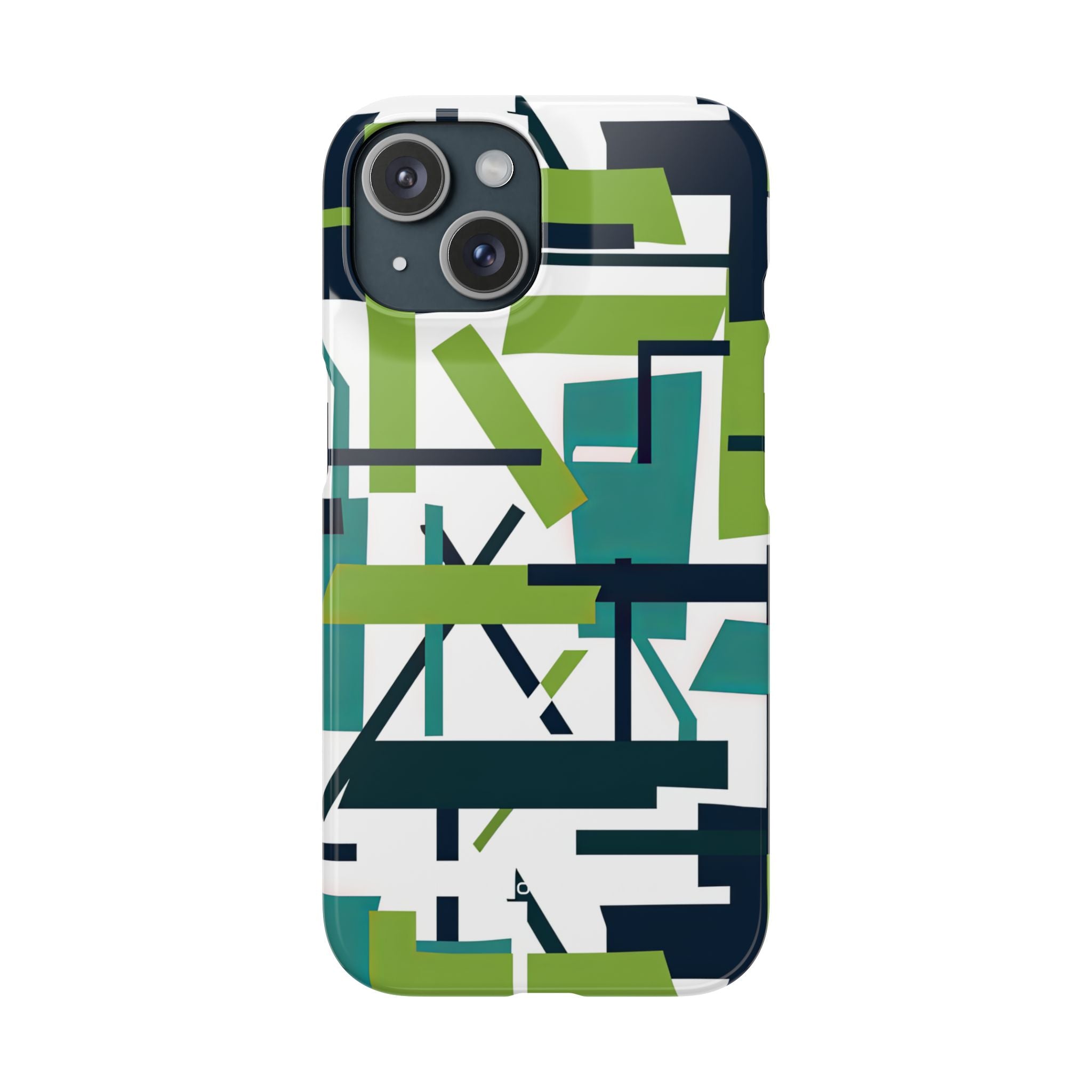 Green Geometry Glide iPhone 15 - Slim Phone Case