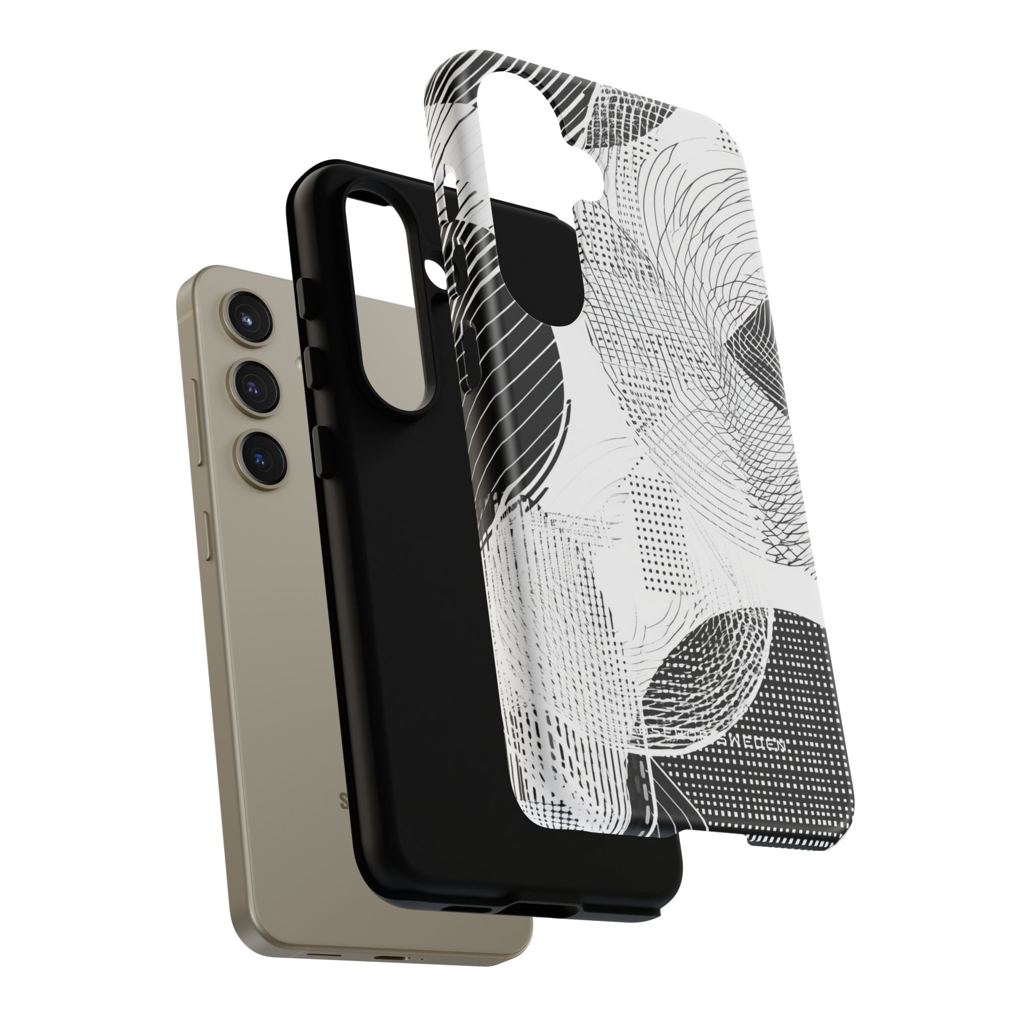 Geometric Monochrome Flow Samsung S24 - Tough Phone Case