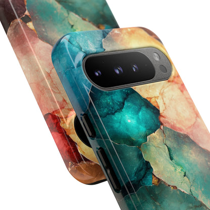 Teal Mosaic Veins Google Pixel 9 Pro XL Case - Tough