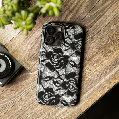 Black Rose Lace Gothic Flower - Protective Phone Case