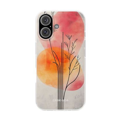 Curved Stem Sunset iPhone 16 Case - Soft