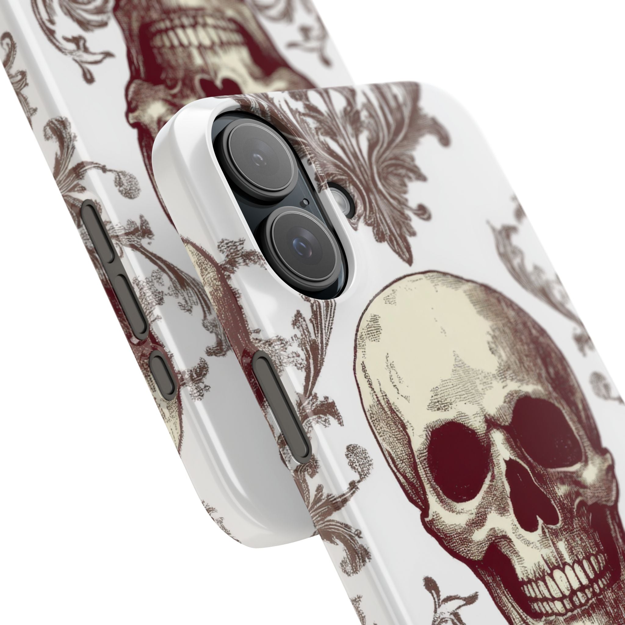 Gothic Skulls and Ornate Foliage iPhone 16 - Slim Phone Case