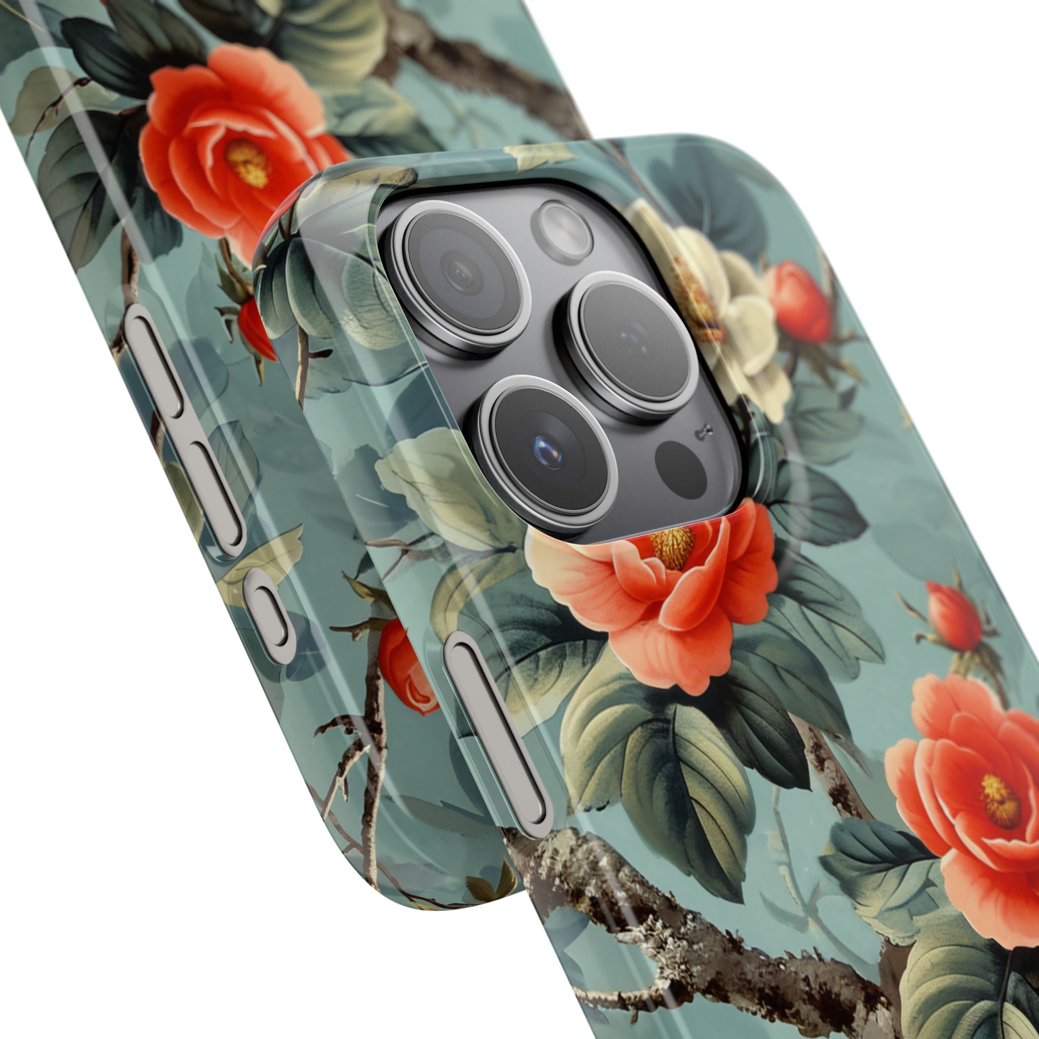 Vintage Floral Romance iPhone 15 - Schlanke Handyhülle