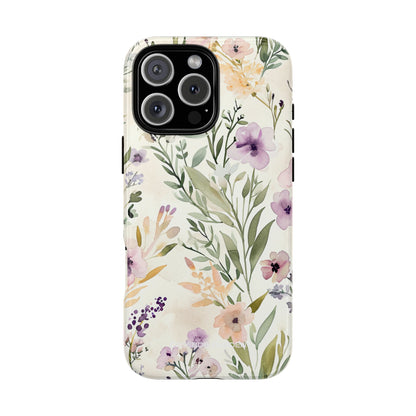 Soft Green Lavender Floral Pattern - Tough iPhone 16 Phone Case