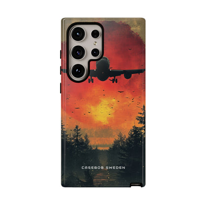 Vintage Sunset Airplane Silhouette Samsung S24 - Tough Phone Case