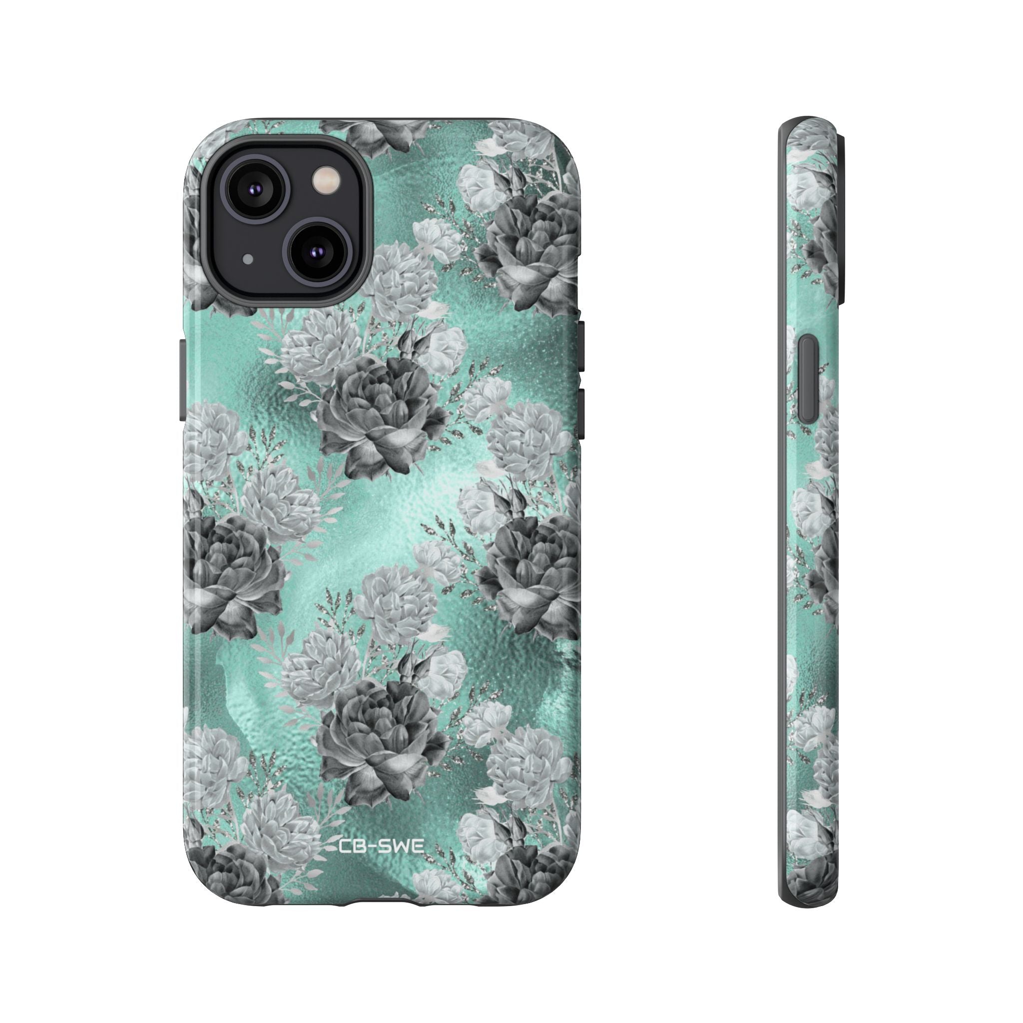 Teal Floral Elegance - iPhone Case