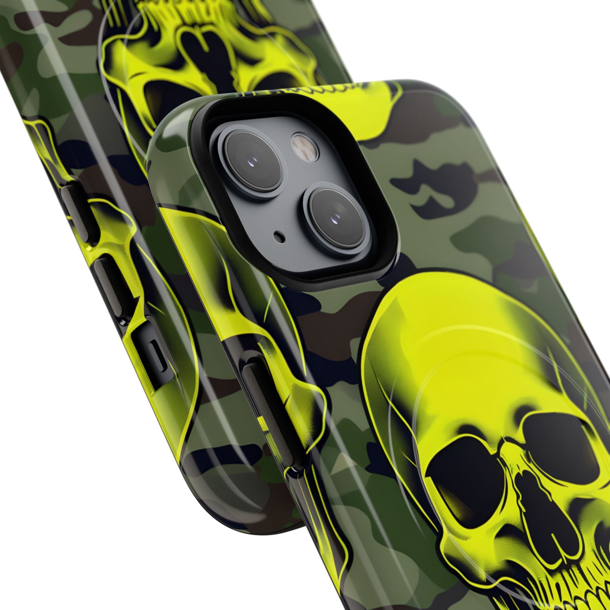 Neon Skull Camo iPhone 14 Case - Tough+