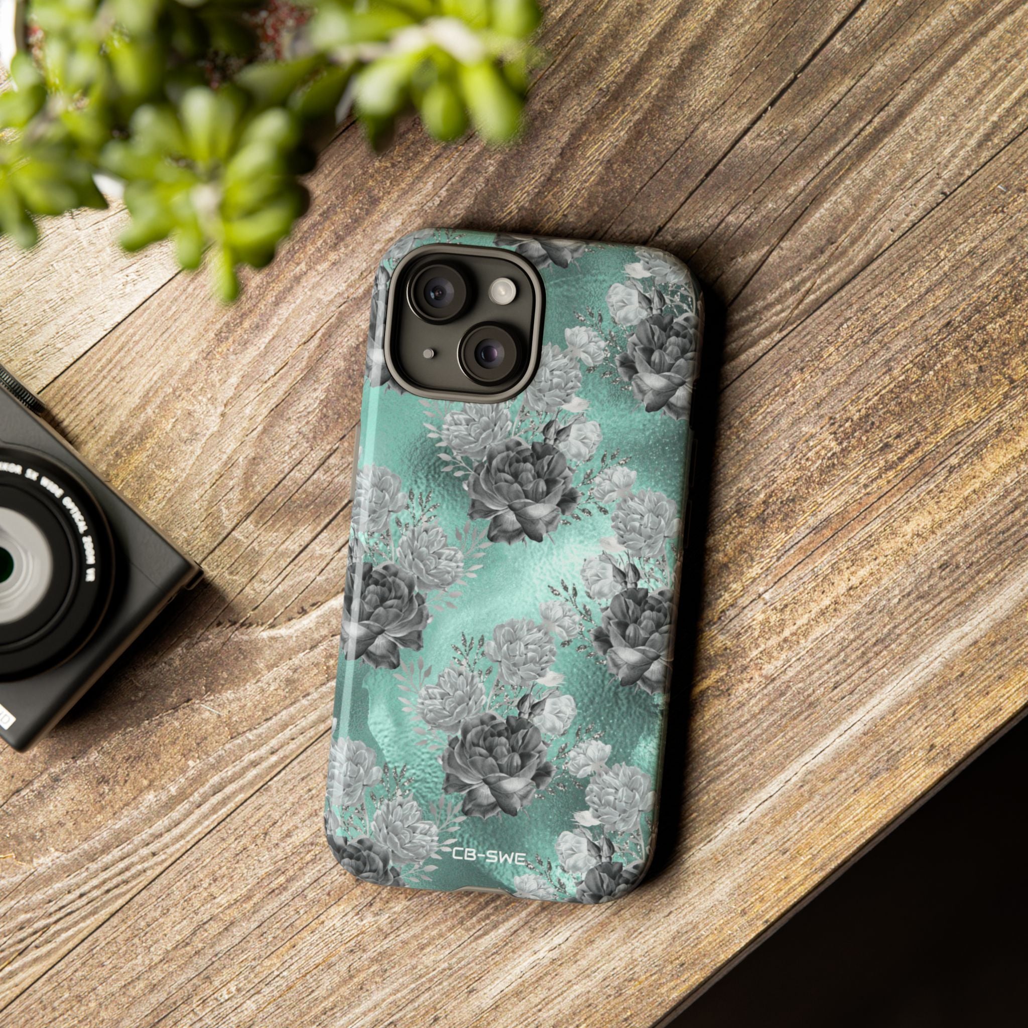Teal Floral Elegance - iPhone Case