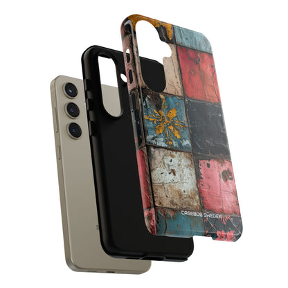 Rustic Red-Yellow Vintage Tiles - Tough Samsung S24 Phone Case